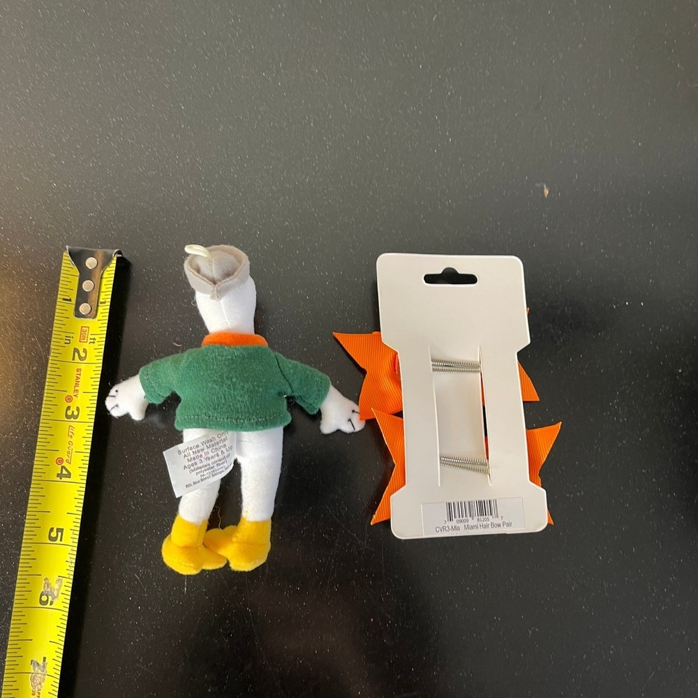 Divine Creations Miami Hurricanes Mini Plush Mascot Sebastian & Hair Bows - Picture 4 of 6